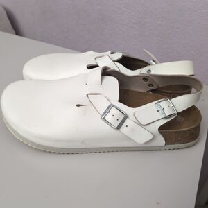 Birkenstock Tokio Sandals Mens Size 14 White Leather Slingback Clogs Germany